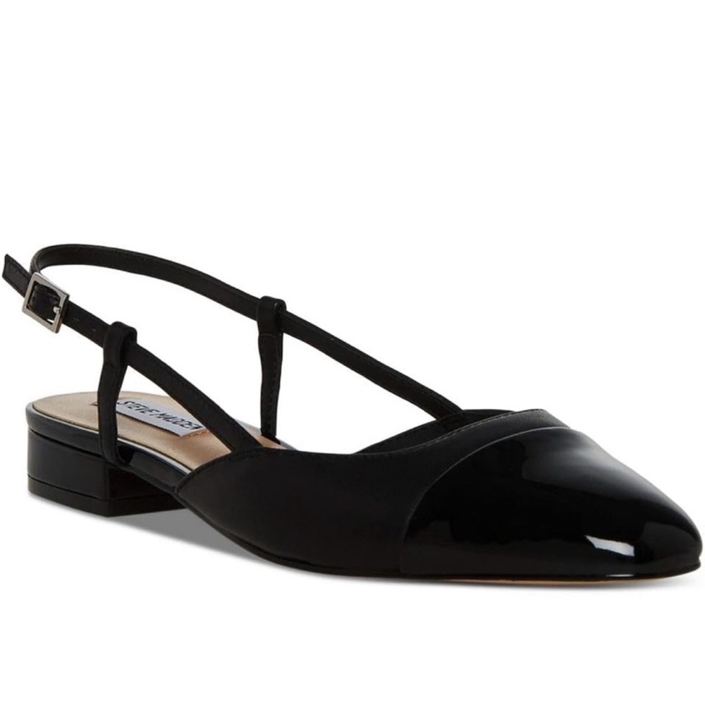 Steve Madden Black Patent Slingback Flats